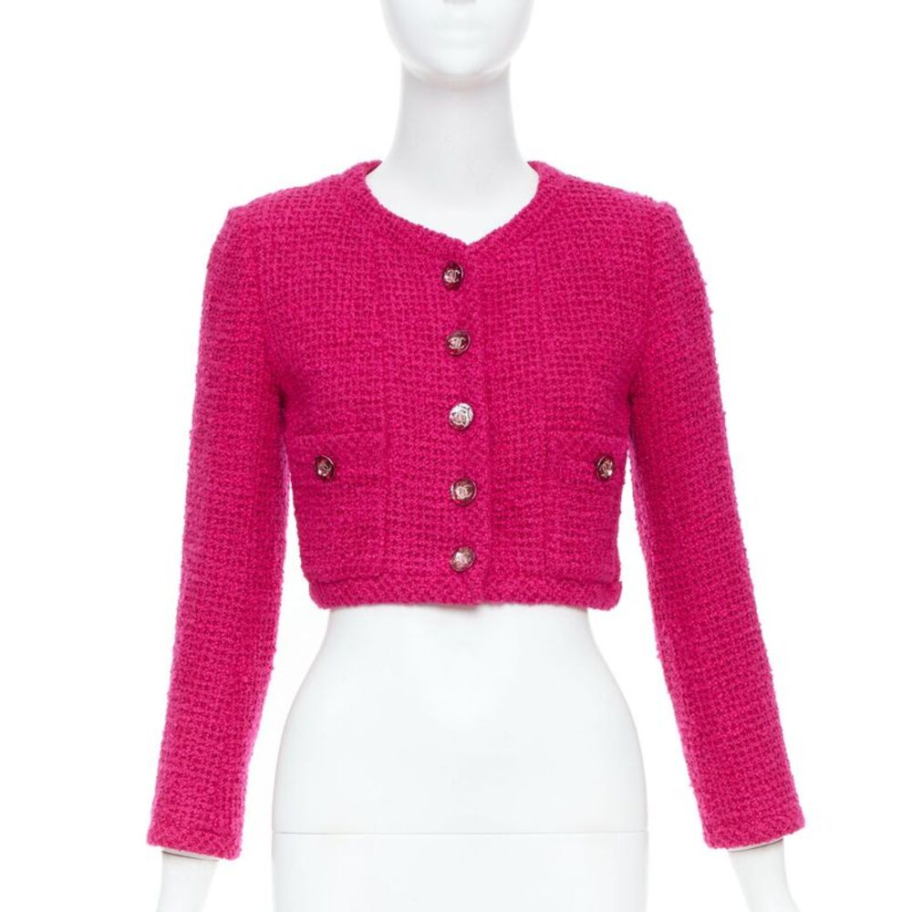 Chanel 2021 Runway Pink Lattice Tweed Jacket